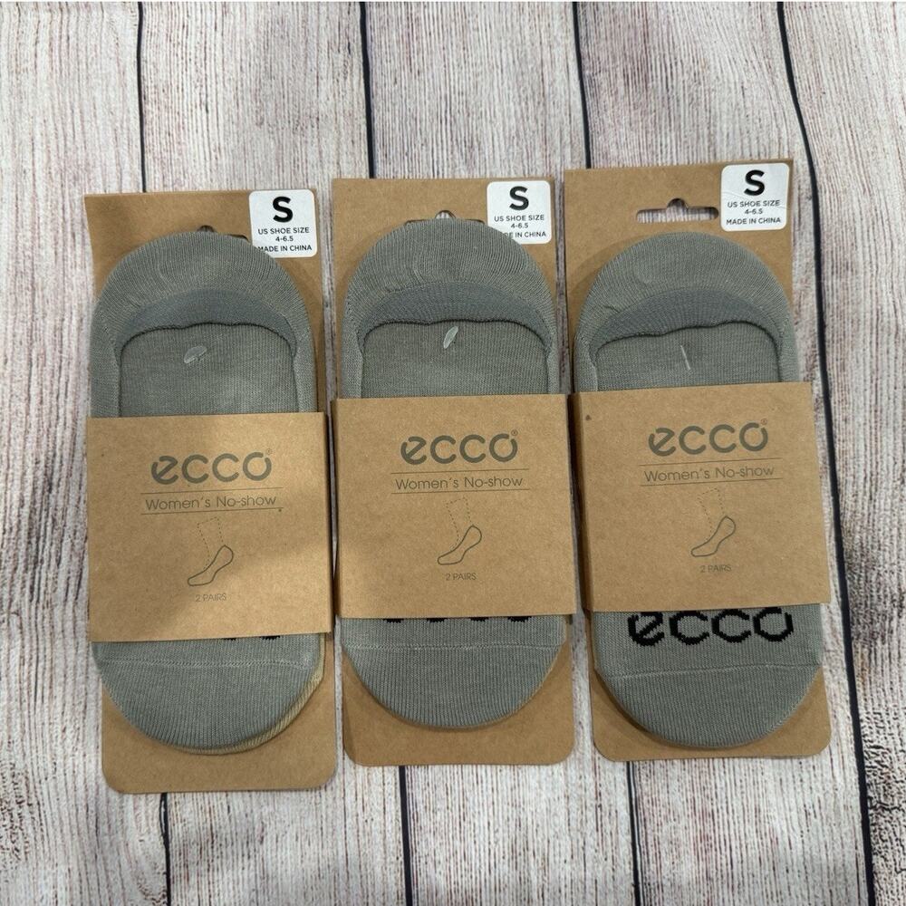 Ecco Womens Small 4-6.5 No Show Socks 3 X 2 pack Gravel Mix NWT B7
